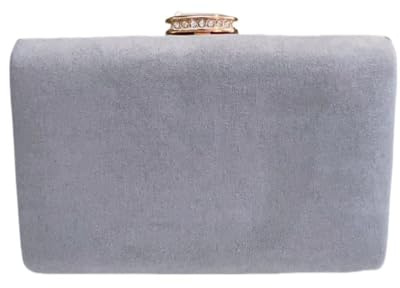 LeahWard Women's Clutch Bag Suede Wedding Evening Party Handbags 672 (Grey)