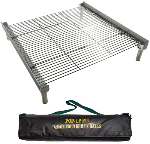 Campfire Defender Protect Preserve Pop Up Pit Portable Grilling Grates Chrome QuadFold Folding Grill Grates