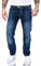 Rock Creek Herren Jeans Hose Regular Fit Jeans Herrenjeans Herrenhose Denim Stonewashed Basic Raw Straight Cut Jeans RC-2140 Dunkelblau W32 L32