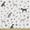 ABAKUHAUS Hundeliebhaber Gewebe als Meterware, Pfotenabdruck und Knochen, Schön Gewebten Stoff für Polster und Wohnaccessoires, 1M (148x100cm), Beige Umbrabraun Grau