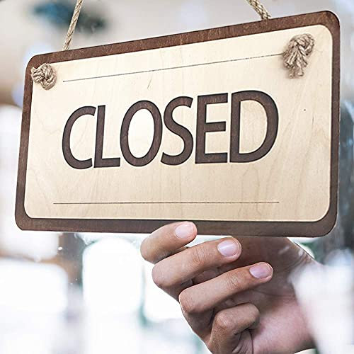 HolzschildOpen Closed, 30,5 x 15,2 cm, rustikales offenes und geschlossenes Schild für Business – Business Open Schild mit Seil
