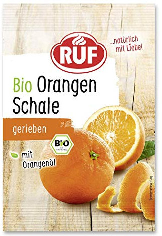 RUF Bio Orangen-Schale, gerieben, mit Orangenöl, zum Aromatisieren von würzigen Gerichten, Kuchen & Gebäck, glutenfrei, vegan, 22er Pack, 22 x 5g