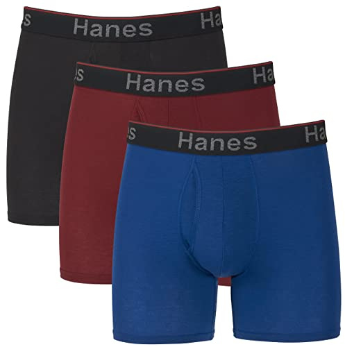 Hanes Total Support Pouch Men's Boxer Briefs Pack, Anti-Chafing, Moisture-Wicking Underwear, Odor Control (Reg or Long Leg)