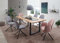 Froschkönig24 Essgruppe Esszimmer Holztisch mit 6 Stühlen Eiche Massiv Rosa/Grau