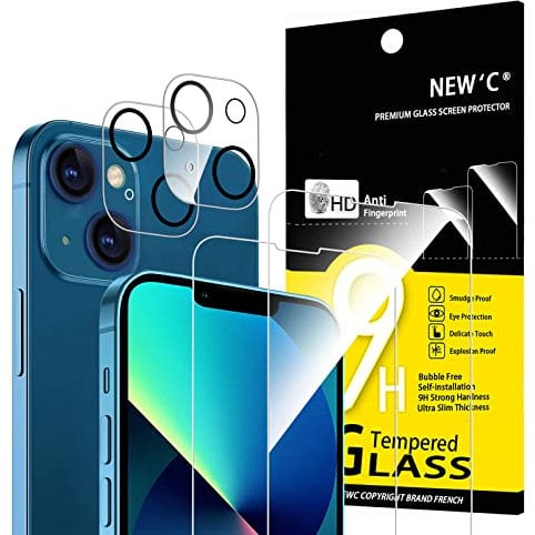 NEW'C für iPhone 13 für Panzerglas (2 Stück) und Kamera Panzer Schutz Glas für Kameraschutz (2 Stück) - kratzfest - keine Luftblasen - extrem widerstandsfähig - 9H-Härteglas