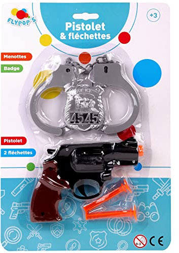 FLYPOP'S - Set di Polizia - Accessori per Costumi - 183406 - Nero - Plastica - Poliziotto - Giocattolo per Bambini - Carnevale - Costume - 14 cm x 9,5 cm - A partire dai 3 anni