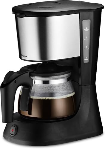 Trisa Filterkaffeemaschine - 2-6 Tassen, 0.75L, Dauerfilter, Tropfstopp, Warmhalteplatte 40min, Aromaschutz, Einfache Bedienung, 600W