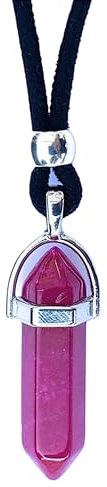 Pendentif Zamak et Pierre d'énergie Naturelle en forme de Tête de Flèche plaqué Argent pour Hommes et Femmes - Collier Amulette de Protection en Pierres de Guérison - Idéal pour un Cadeau (Agate rose)