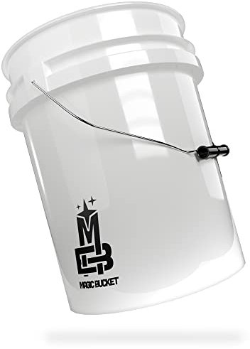 MAGIC BUCKET | Wascheimer für Auto Handwäsche Weiß | 5 US GALLONEN ca. 20 Liter | kompatibel mit Grit Guard, Detail Guardz Dirt Lock, Chemical Guys Dirt Trap, Gamma Lids