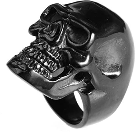 Ayoiow Siegelring Edelstahl Herren, Siegelring Personalisiert Punk Rock Skull Ring Schwarz Ring Größe 60 (19.1)