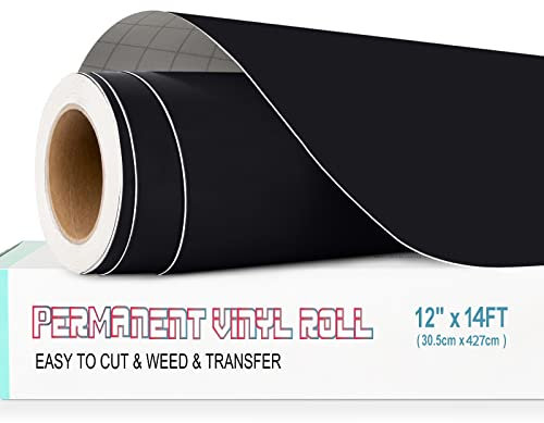 Lya Vinyl Permanent Vinyl for Cricut, 12 x 14Ft Matte Black Self Adhesive Vinyl Sheet for Cricut, Silhouette Cameo, Vinyl Roll for Deco, and Other DIY Projects