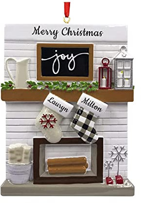 Personalisierter Name Weihnachtsschmuck 2024 Kaminumhang Familie mit 2–6 Benutzerdefinierten Namen der Familienmitglieder für Weihnachtsbaumschmuck, individuelles Andenken