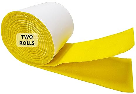 Jtnohx Self Adhesive Felt Roll Sticky Felt Fabric Sticky Rolls Yellow 2Pcs | 1.4mm Thick Soft Fabric with Adhesive Backing 10cmx2.5m Felt Tape for Crafts, Picture Frame, Furniture(Yellow)