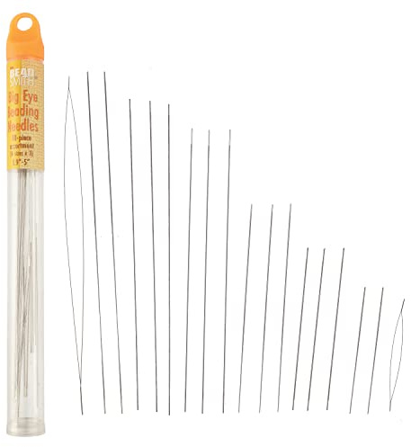 The Beadsmith 18-Piece Big Eye Beading Needle Assortment, 6 Sizes, 1.75”-5”, 3 Needles Per Size – Sharp Points, Use for General Sewing, Weaving and Embroidery, Very Easy to Thread