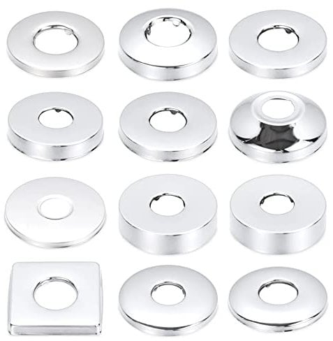 2 pcs 25 mm (3/4 Inch) Tap Rosette Stainless Steel Chrome-Plated Pipe Cover, Tap Rosette Cover for Showers, Taps, Radiators etc. (Silver, 66 x 40)