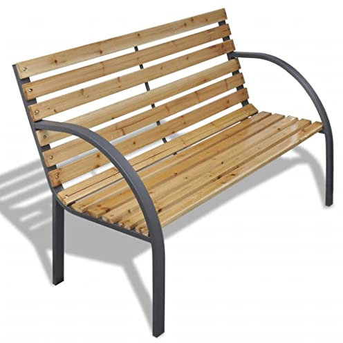 KRHINO Sitzbank Modern Parkbank, Gartenbank 120 cm Holz und Eisen Blumenbank Sitzbank Garten Balkon Balkonbank Braun