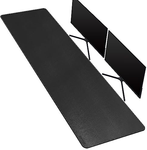 CENNBIE Schreibtischunterlage Leder, 170 x 40 cm Mauspad XXL, Erweitertes schreibtischunterlage Filz, wasserdichte Tischunterlage für Schreibtische, Büros und zu Hause (Schwarz)