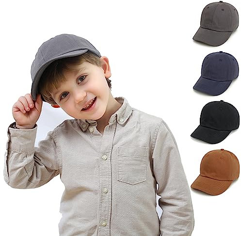 YANWANG Baby Kids Solid Color Baseball Caps Cappello da Sole in Cotone Regolabile per Bambini Ragazzi Ragazze (Dark Grey,6-24Months)