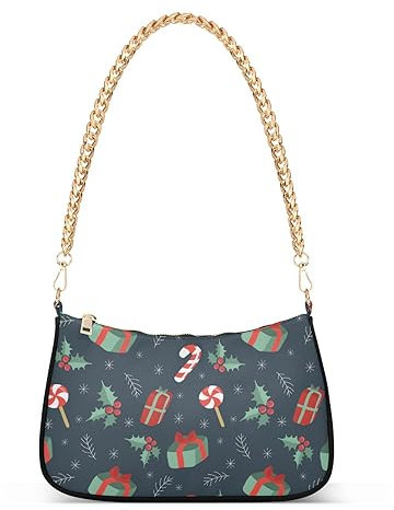 Handtaschen mit Weihnachtsmotiv, Umhängetasche, Damen, Tragetasche, Kettentasche für Damen, Weihnachtsmotiv, Einheitsgröße