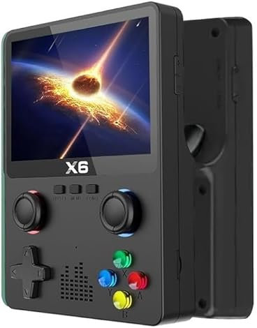 X6 Consola Portatil, 32GB 10000+ Juegos Consola De Juegos Portátil, 3.5-Inch OCA IPS Screen Doble Joystick 3D Consola Retro, Game Console Soporta 11 Tipos De Simuladores