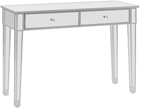 Homgoday Konsolentisch aus MDF und verspiegeltem Glas, 106,5 x 38 x 76,5 cm, Esstisch, Küchentisch, Gartentisch, Outdoor-Tische