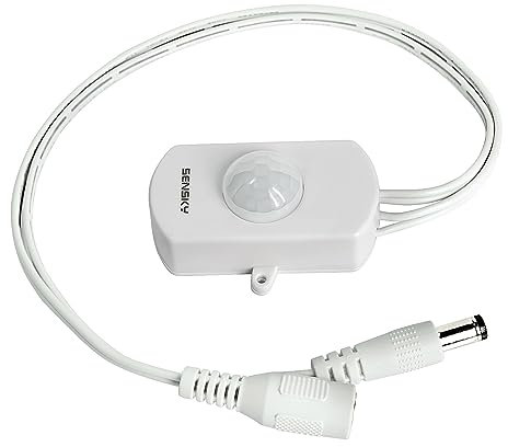 SENSKY BS010BW DC 12 V bis 24 V 3 A Mini Dimmbarer PIR-Bewegungsmelder-Schalter Belegungssensor-Schalter für Waffensicher, DIY-LED-Beleuchtung, Küchenschrank (weiß mit Lichtsensor)