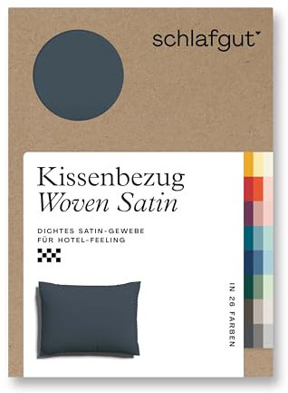 schlafgut Woven Satin Kissenbezug 70x90 cm Grey Deep Uni in Premium Hotelqualität, Kopfkissenbezug einzeln mit 100% weicher Baumwolle