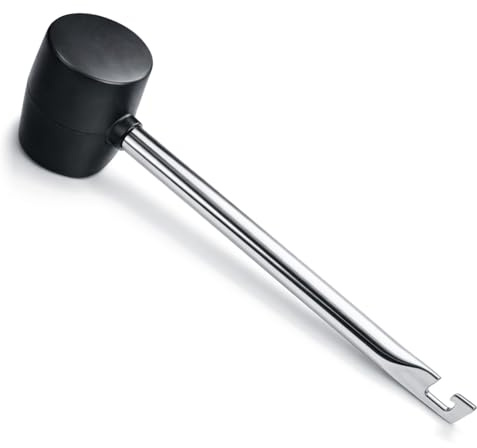 com-four® Gummihammer mit Heringauszieher 440 g, Schonhammer | Hering-Hammer für Camping und Handwerk - gedämpfter Sanft-Schlaghammer