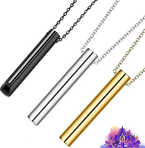 hoki halskette gegen angst Angstlinderung Halskette Bogoro 3pcs Stressabbau Halskette Edelstahl Halskette Tragbare Meditations-Atemhalskette Für Frauen Und Männer, Halskette Druckentlastung
