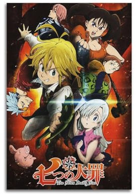 VZRSQZK Anime Poster Seven Deadly Sins, dekoratives Gemälde, Leinwand, Wandposter und Kunstdruck, modernes Familienschlafzimmer-Dekor-Poster, 20 x 30 cm