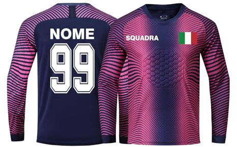 HDSD Maglia Portiere Personalizzata con Numero Nome Team Logo Maglietta Portiere Calcio per Donne Uomini e Bambini - Imbottitura sui Gomiti - Maglia da Portiere Bambino
