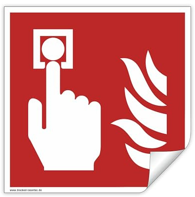 Schild Brandmelder F005 - ASR A1.3 - DIN EN ISO 7010 - Brandschutzzeichen für Innen und Aussen - PVC selbstklebend (10, 150x150mm)