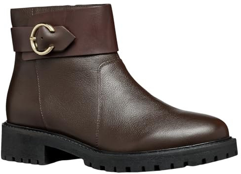 Geox D Hoara B, Stivale alla Caviglia Donna, Marrone Scuro, 37.5 EU