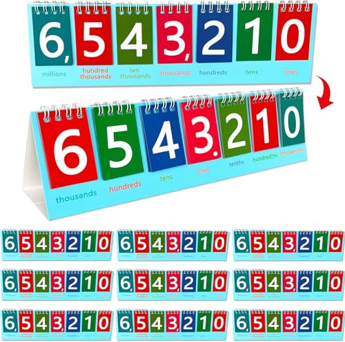 Flipchart für Schüler, doppelseitig, mit ganzen Zahlen und Dezimalzahlen, Mathematik-Lernwerkzeug, zum Zählen von Eins, Zehnern, Hunderten, Tausenden und Millionen Klassenzimmern, 10 Stück