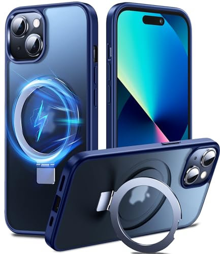 Chicfun 3-in-1 [Magnetic+KickStand+Ring Holder] for iPhone 13 Case, iPhone 14 Case Compatible with MagSafe, Phone Case iPhone 13/14 with Stand Military Shockproof Silicone Protective Magnetic Cover