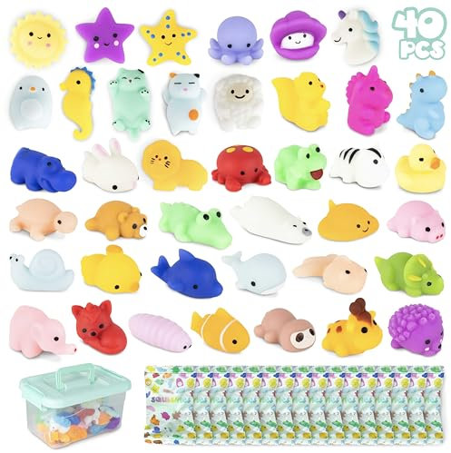 Mochi Squishy Set Mitgebsel Kindergeburtstag Gastgeschenke 40 Stück - BONNYCO | Kleine Geschenke für Kinder, Mitbringsel Kindergeburtstag Gastgeschenk, Pinata Füllung | Give Aways Einschulung Set