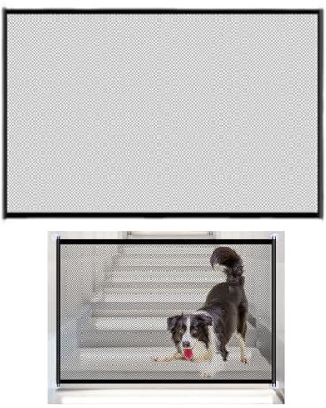 ANMEISH Pet Gate Safety Gates for Dogs,No Drilling,Portable Mesh Baby Dog Gates,Dog Barrier Isolation Net,Safety Gate Folding Mesh Stair Gate for Doorways, Hallways, Indoor,110 x 72cm