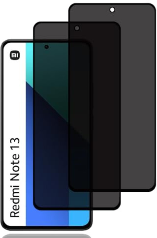 Protector Pantalla de Privacidad para Xiaomi Redmi Note 13 5G/4G [2 Piezas] | Cristal Vidrio Templado Antiespia, Dureza 9H, Sin Burbujas, Anti-Rasguños, Anti-Espía Protector Pantalla para Redmi Note 13
