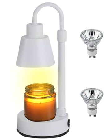 Candle Warming Lamp, Romantic Electric Candle Melter Light Dimmable with Timer, Electric Candle Warmer, Candle Lamp Warmer with 2 Bulbs, Height Adjustable, Candle Warmer Wax Melts for Scented Wax