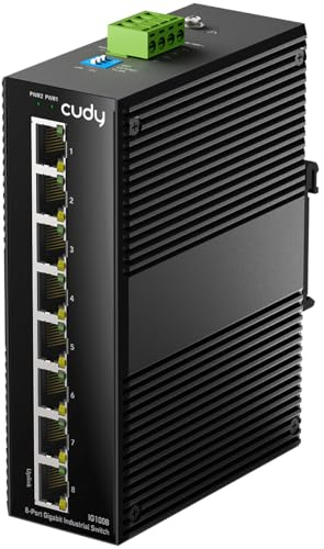 Cudy 8-Port-Gigabit-Industrie-Switch mit DIN-Schienen-Metallgehäuse, IG1008 | 8x GbE, robust, Port-Isolation/250 m im DIP-Modus, Plug-&-Play, IP40, -40 bis 85 °C, doppelter Gleichstromeingang