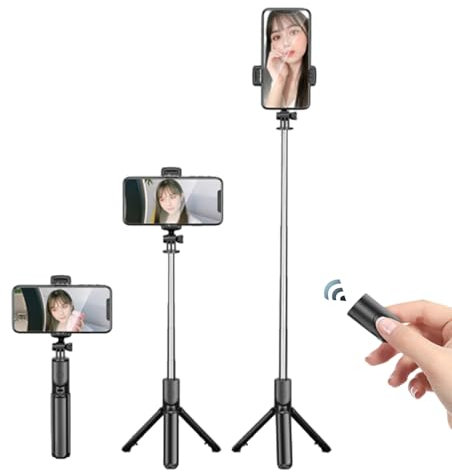 Selfie-Stick-Stativ, Bluetooth 70 cm, Telefon-Stativ, Unterstützt Horizontale Vertikale Aufnahmen, Ausziehbarer Handy-Stativ für Alle Smartphones