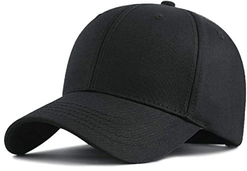 Hperu Baseballkappen, übergroße einfache Baseball-Cap, strukturierter Twillhut für große/große Kopfmänner (schwarz, XXL 62-65 cm) Herren-Baseball-Caps1111111