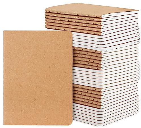 Yarotm Notizbuch A6-48 Stück Notizbücher Kariert Blanko Set - 10x14cm Notizblock Klein Tagebuch - 100g/m² Papier Mini Notizbuch Blanko Kariert - A6 Notizheft 60 Seiten Kraft Notebook