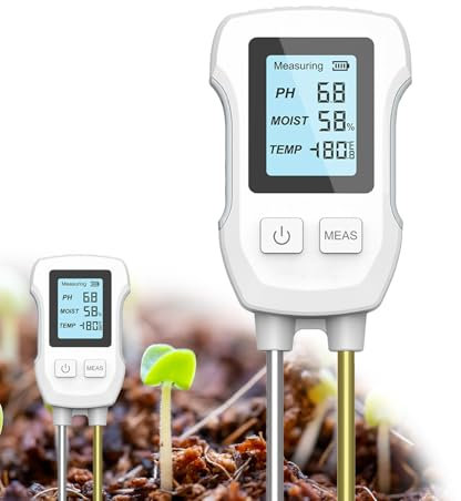 Justmetr [Newest] Soil Meter, 3-in-1 Digital Soil Moisture Meter with pH, Moisture, Temperature for Gardening, Lawn, Farming and Outdoor Plants