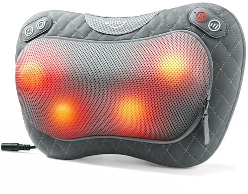 ALLJOY Massagekissen, Shiatsu Massagegerät für Nacken Schulter Rücken mit Rotierenden Massageköpfen, Rückenmassagegerät für Büro Zuhause Auto, Geschenke für Frauen, Männer