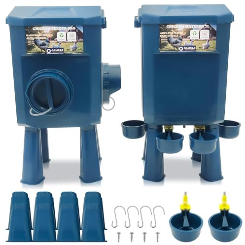 Kit Mangeoire et Abreuvoir Poules 8KG/7L – Anti-Nuisibles Valve Automatique Anti-Cyanobactéries, Ideal Microfermes et Élevages Amateurs, Autonomie Longue Durée, Réduit Rechargement, Matériaux Durables