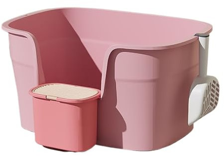 Lettiera per Gatti Lettiera for gatti con pareti alte XL, lettiera for gatti anti-schizzi, grande lettiera for gatti con bordi alti, lettiera for più gatti, lettiera jumbo Toilette per Gatti(Pink)