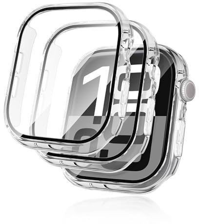 Seltureone 2 Stück Hülle für Apple Watch 10 42mm Schutzhülle mit Displayschutz, Hard PC 360° Rundum Anti Kratz Anti Staub Ultradünne Schutzhülle für Apple Watch 10 42mm - Transparent