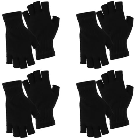 Fingerlose Handschuhe 4 Paare Fingerless Gloves Unisex Baumwollstrick Handschuhe Ohne Finger Schwarze Handschuhe Fingerlos Warme Winter Fingerlose Handschuhe Herren Damen, für Tippen Arbeit Fahren
