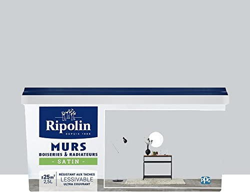 RIPOLIN Peinture Murs, Boiseries, Radiateurs Satin Gris télescope 2,5 L